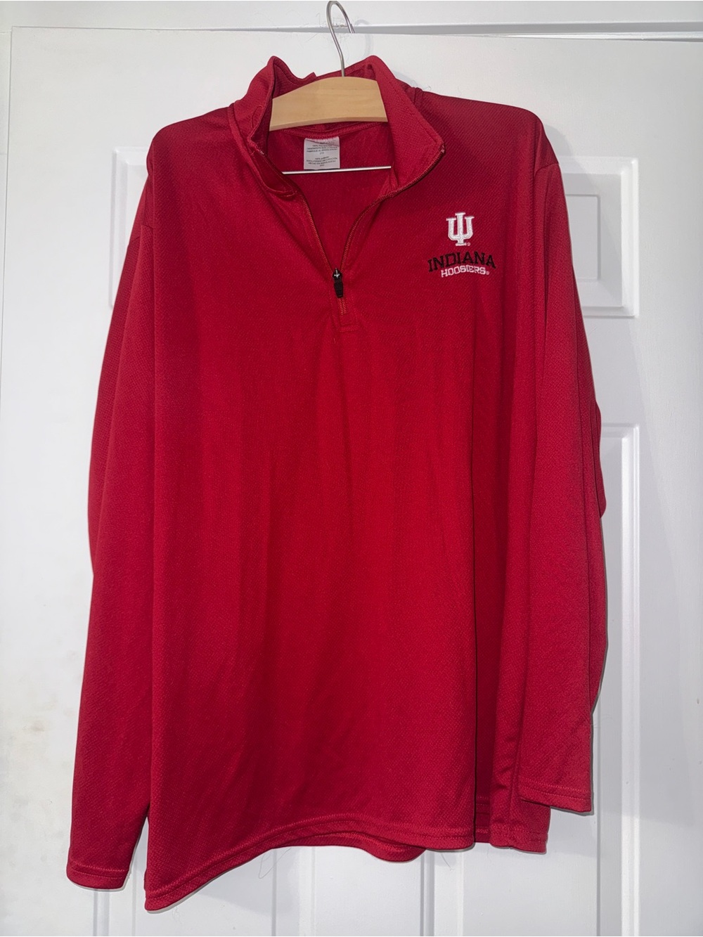 Hanes Indiana Hoosiers 1/4 Long Sleeve Mens Pullover Red Lightweight 2XL